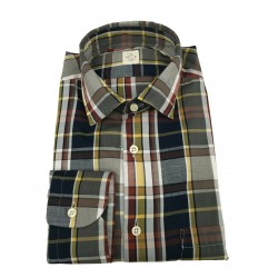 MGF 965 camicia manica lunga con taschino a quadri madras grigio/moro/giallo  mod 10.TG.L 901336