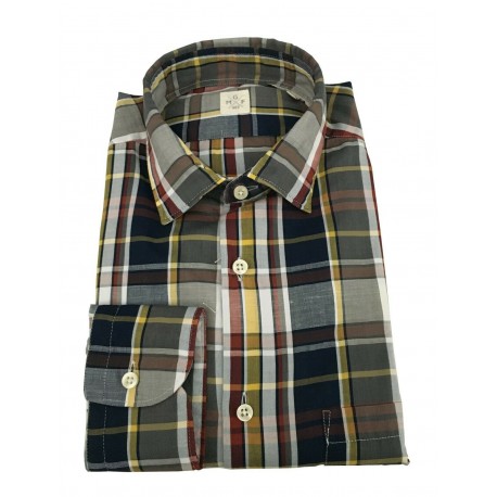 MGF 965 long sleeve shirt with pocket in gray / dark / yellow madras checks mod 10.TG.L 901336