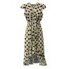 TRY ME FIRENZE abito donna, manica scesa, beige pois nero mod 6000/35ST 100% poliestere MADE IN ITALY