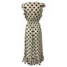 TRY ME FIRENZE woman dress, dropped sleeve, beige black polka dot mod 6000 / 35ST 100% polyester MADE IN ITALY