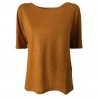 DES PETITS HAUTS women's t-shirt with gold pois 100% linen mod HALIMATOU 2