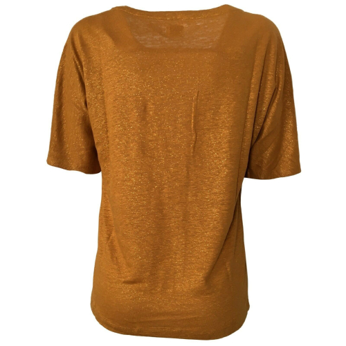 DES PETITS HAUTS T-shirt donna punti oro manica corta mod HALIMATOU 2 100% lino