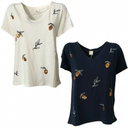 DES PETITS HAUTS T-shirt donna con applicazioni e ricami mod KANIPSO 100% cotone