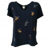 DES PETITS HAUTS T-shirt donna con applicazioni e ricami mod KANIPSO 100% cotone