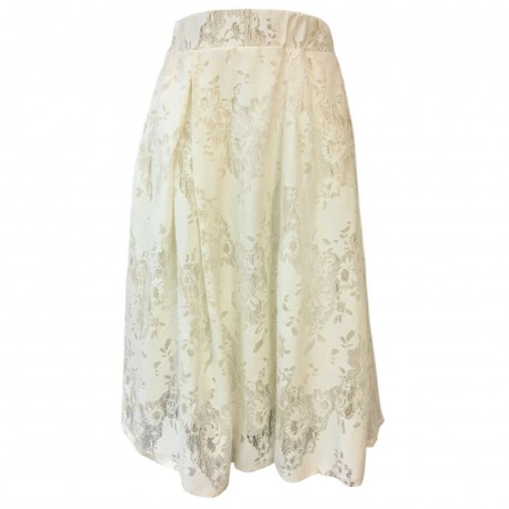 LA FEE MARABOUTEE women's skirt cotton with lace art FC3416 MADE IN ITALY