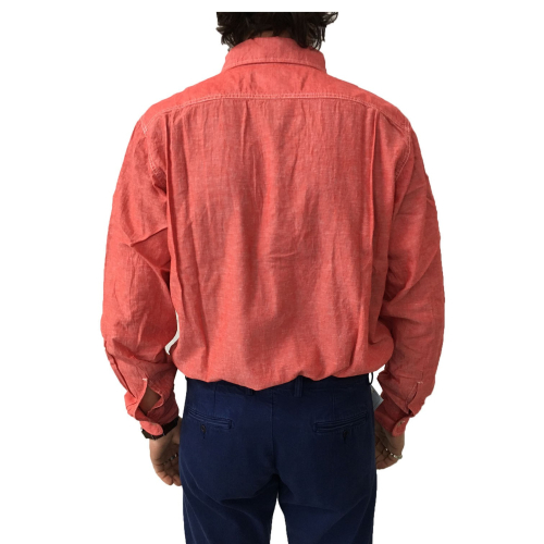 MANIFATTURA CECCARELLI camicia uomo chambray blu mod 703 QA 45%cotone 55%lino