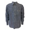 MANIFATTURA CECCARELLI shirt man chambray blue mod 703 QA 45% cotton 55% linen