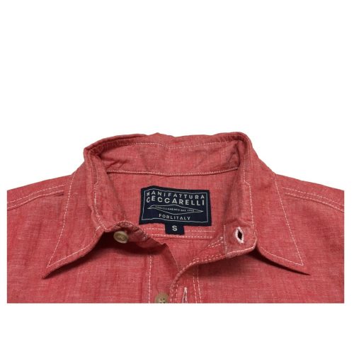 MANIFATTURA CECCARELLI camicia uomo chambray blu mod 703 QA 45%cotone 55%lino