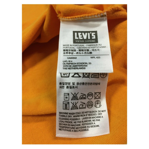 LEVI’S VINTAGE CLOTHING t-shirt uomo GIALLO vestibilità slim 100% cotone