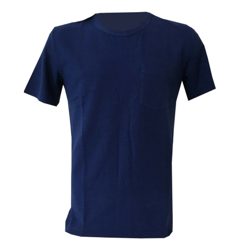 LEE 101 man crew neck t-shirt with pocket LINEN COTTON TEE pad blue mod L90AHKPI