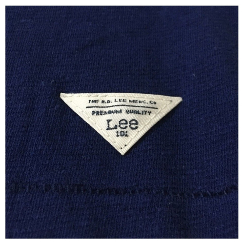 LEE 101 man crew neck t-shirt with pocket LINEN COTTON TEE pad blue mod L90AHKPI