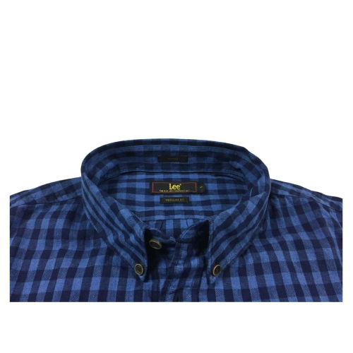 LEE 101 shirt man light blue/blue mod L882BQDK 100% cotton