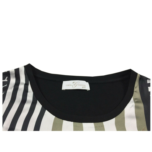 CORTE DEI GONZAGA GOLD t-shirt donna manica scesa tessuto fantasia+ jersey mod 2001 1C 4860 E9934  con applicazioni