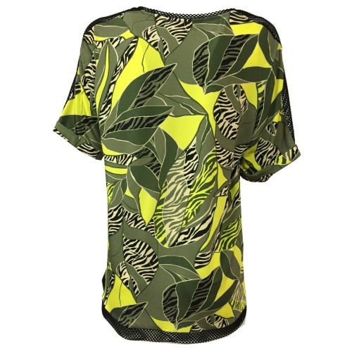 CORTE DEI GONZAGA GOLD maglia mezza manica jersey fantasia militare/giallo con inserti rete nera