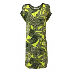 CORTE DEI GONZAGA GOLD abito donna manica scesa jersey fantasia militare/giallo con inserti rete nera