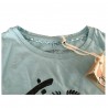 EMPATHIE t-shirt donna mezza manica acquamarina 100% cotone MADE IN ITALY