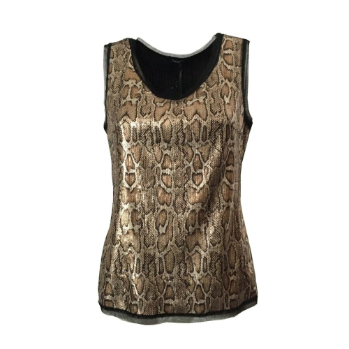 HANITA top donna nero/bronzo stampato animalier H.M2083.2698 MADE IN ITALY