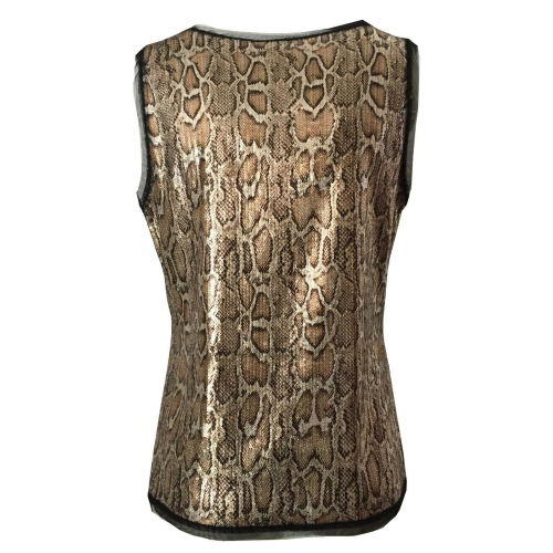 HANITA top donna nero/bronzo stampato animalier H.M2083.2698 MADE IN ITALY