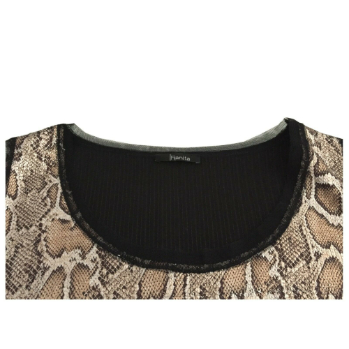 HANITA top donna nero/bronzo stampato animalier H.M2083.2698 MADE IN ITALY