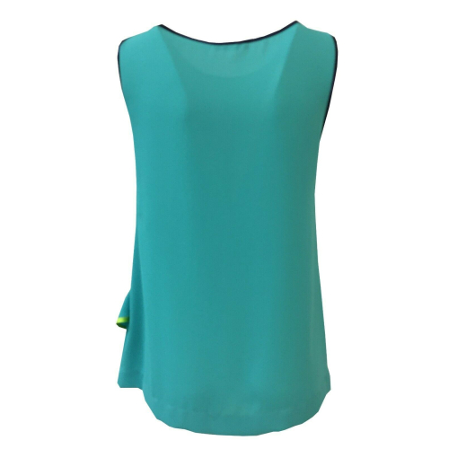 HANITA turquoise woman top with blue and yellow profiles mod H.M1696.2061 MADE IN ITALY