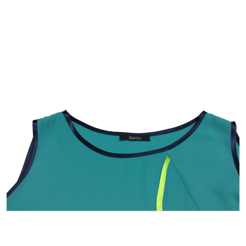 HANITA turquoise woman top with blue and yellow profiles mod H.M1696.2061 MADE IN ITALY