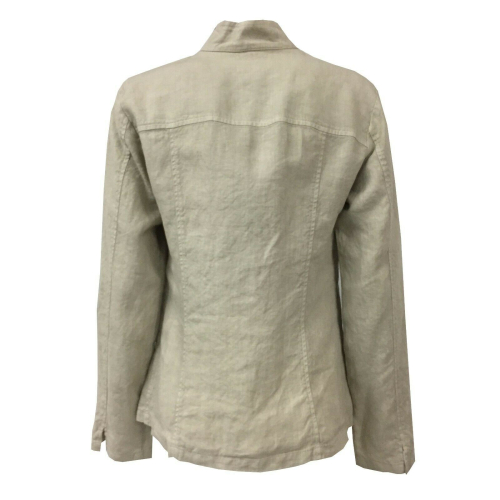 FLY3 Beige woman jacket with pocket and patch pockets mod GD164 100% linen MADE IN ITALY