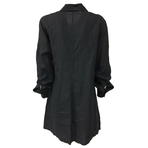 FLY3 blue shirt woman long sleeve over CD527T 100% linen MADE IN ITALY
