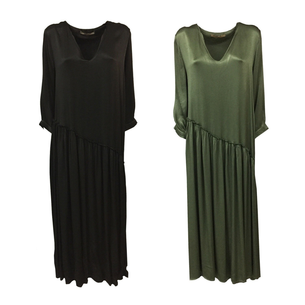 MOUSSE abito donna manica lunga tessuto lucido ME616K MADE IN ITALY MOUSSE abito donna manica lunga tessuto lucido ME616K MADE IN ITALY