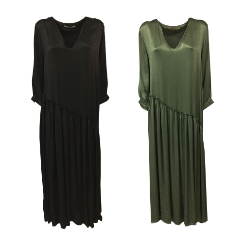 MOUSSE abito donna manica lunga tessuto lucido ME616K  MADE IN ITALY