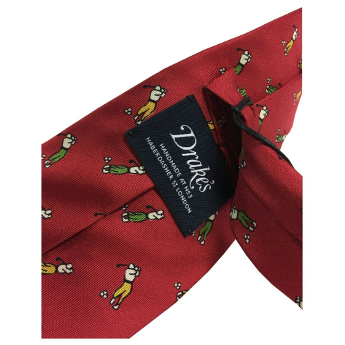 DRAKE'S LONDON cravatta uomo foderata cm 8 fantasia Golf 100% Seta