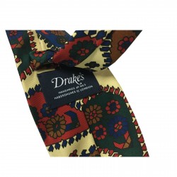 DRAKE'S LONDON men's tie lined cm 8 yellow pattern 100% Silk