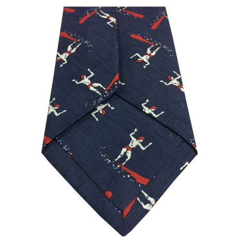 DRAKE'S LONDON men's tie lined cm 8 blue fantasy SURF 100% Silk