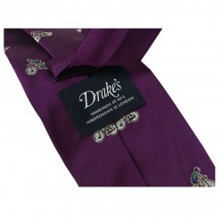 DRAKE'S LONDON men's tie lined cm 8 purple fantasy Cyclist 100% Silk