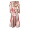 CUCU' LAB woman dress long sleeve white / red stripes mod ROBERTA MADE IN ITALY