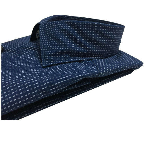 BRANCACCIO camicia uomo manica lunga fantasia blu/bianco mod SG00B1 GIO’ BBR0401