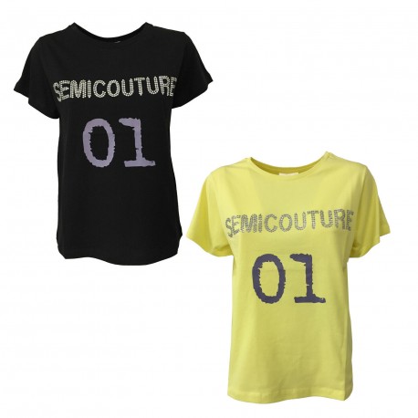 SEMICOUTURE t-Shirt donna mezza manica girocollo con applicazioni mod S0/Y/Y0SJ11