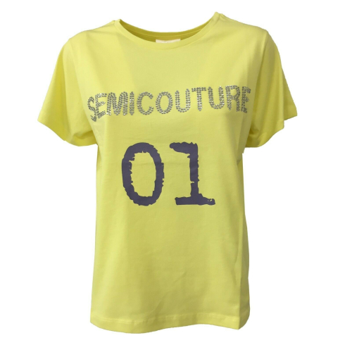 SEMICOUTURE women's short-sleeved round neck t-shirt with applications mod S0/Y/Y0SJ11