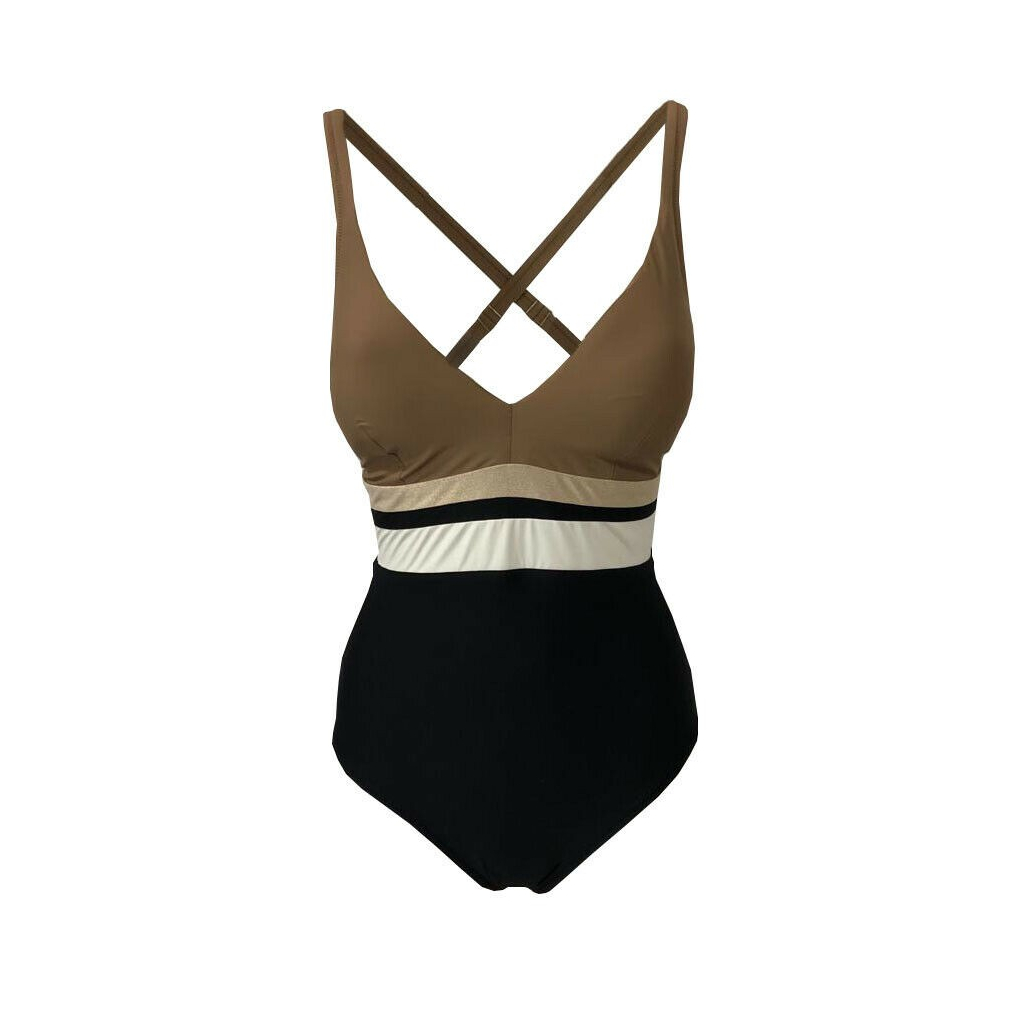 FEELING by JUSTMINE one piece swimsuit with lined cup C art A777C678 black / mud / gold