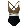 FEELING by JUSTMINE one piece swimsuit with lined cup C art A777C678 black / mud / gold