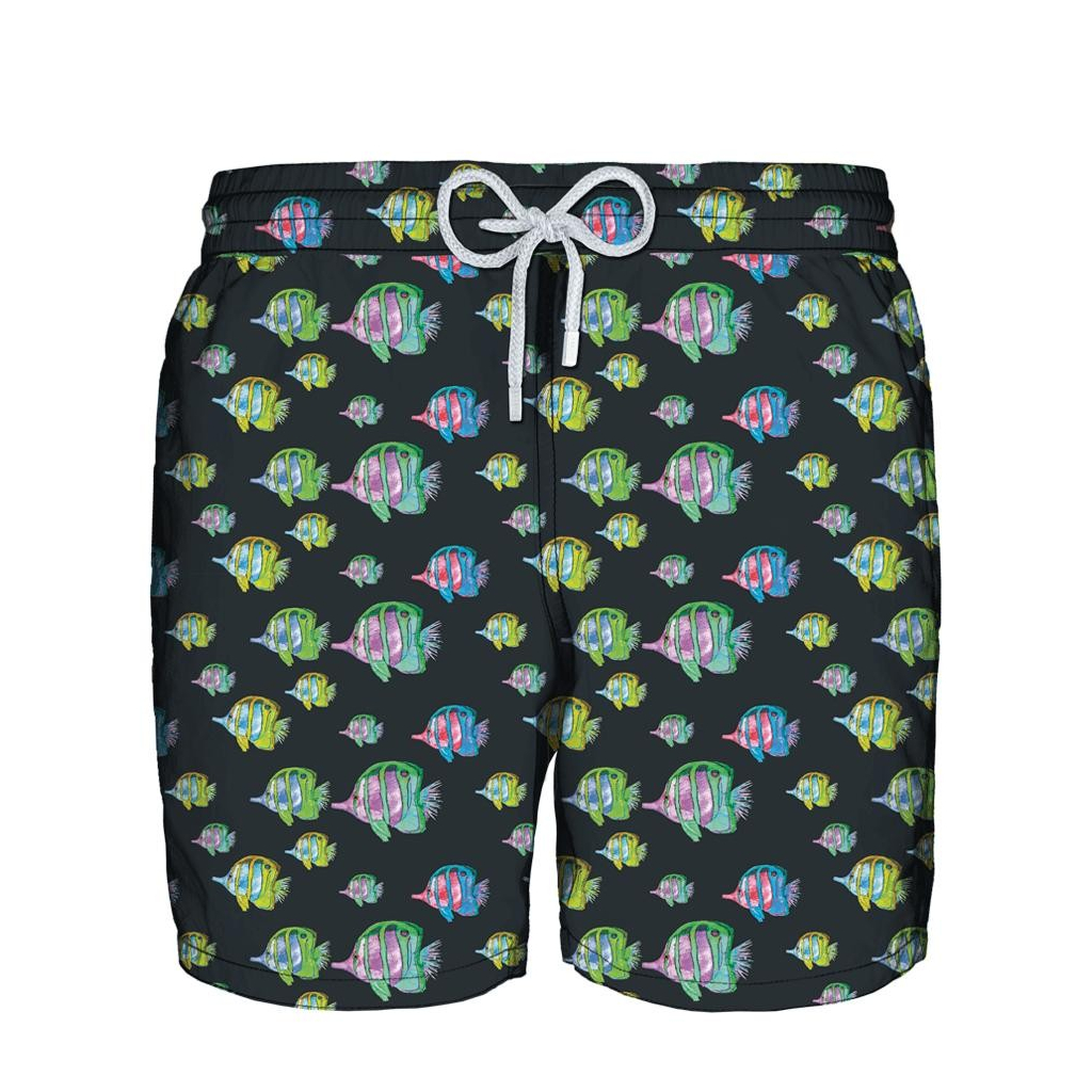 ZEYBRA Black fluo fish swimwear 100% polyester MADE IN ITALY AUB927