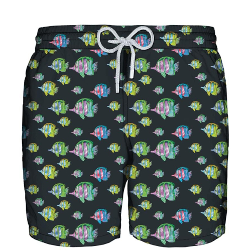 ZEYBRA Black fluo fish swimwear 100% polyester MADE IN ITALY AUB927