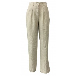 HUMILITY 1949 pantalone donna vita alta con pences écru mod HB1181 MADE IN ITALY