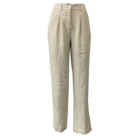 HUMILITY 1949 pantalone donna vita alta con pences écru mod HB1181 MADE IN ITALY