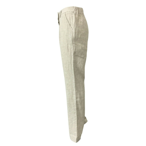 HUMILITY 1949 pantalone donna vita alta con pences écru mod HB1181 MADE IN ITALY