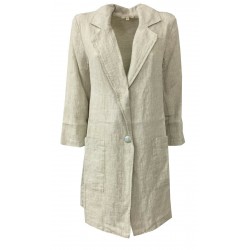 HUMILITY 1949 giacca lunga donna manica 3/4 écru 1 bottone HN1179  MADE IN ITALY