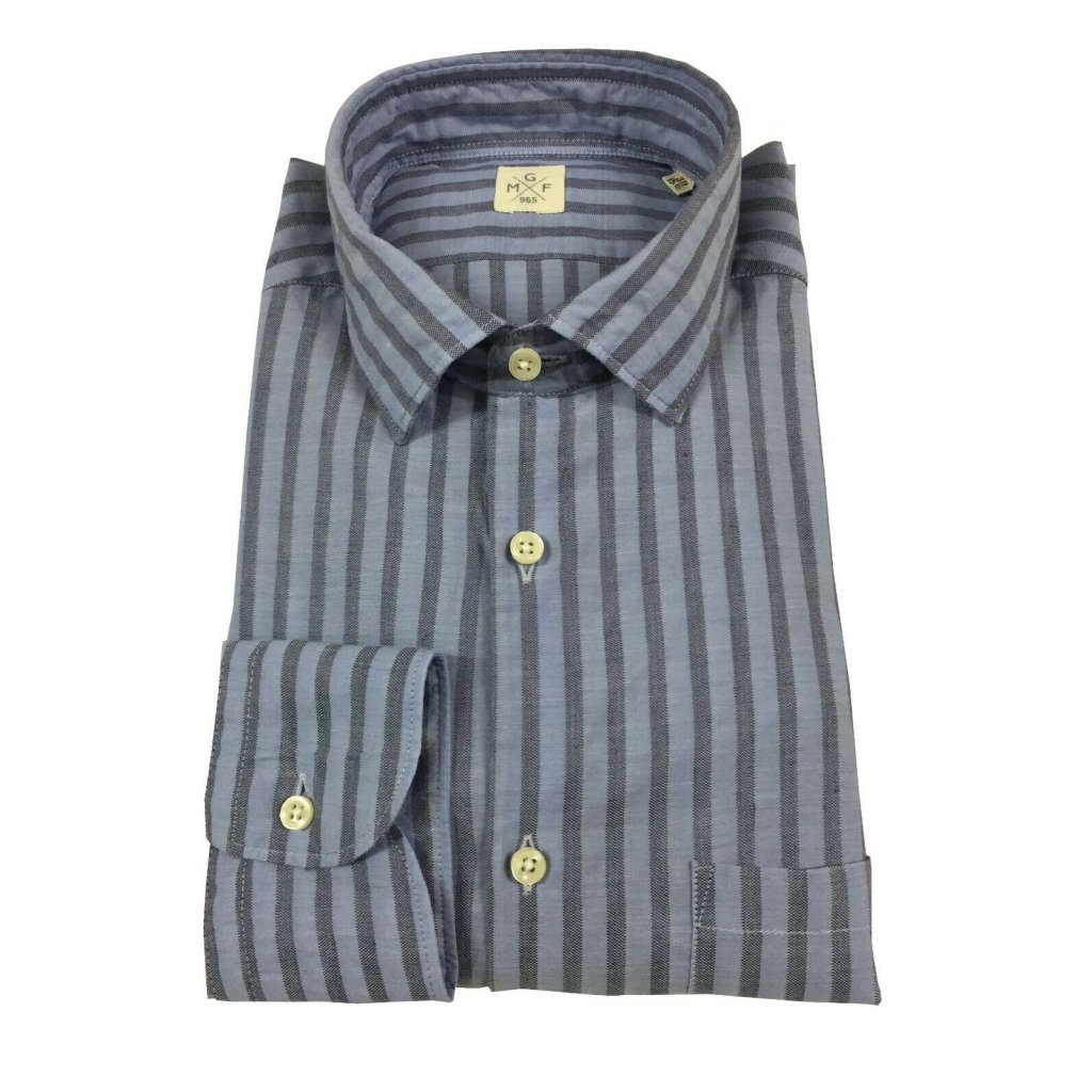 MGF 965 camicia uomo manica lunga con taschino celeste righe blu mod 10.TG.L 901322