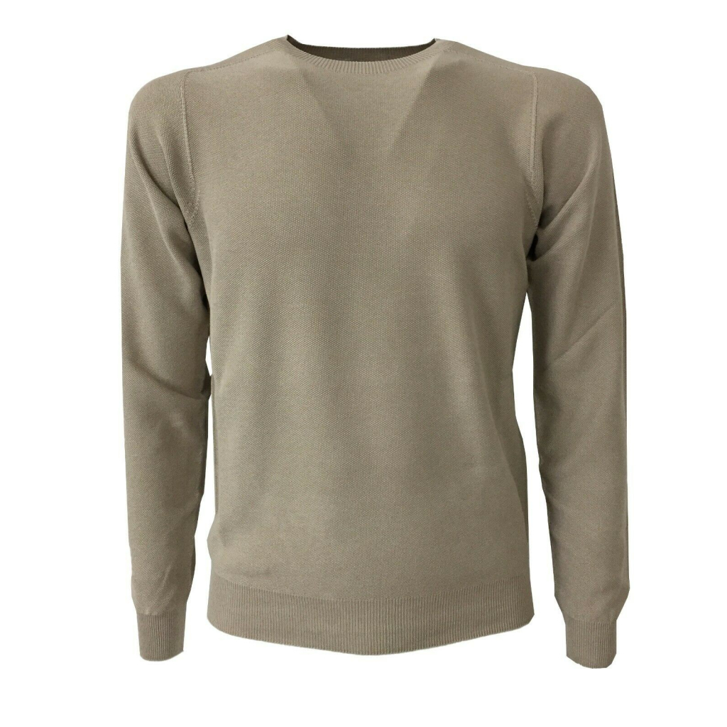 FERRANTE men's long-sleeved crewneck sweater with piqué manufacturing 28105 100% cotton MADE IN ITALY