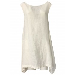 NEIRAMI blusa donna over senza manica bianca asimmetrica  mod DA1110/20 MADE IN ITALY