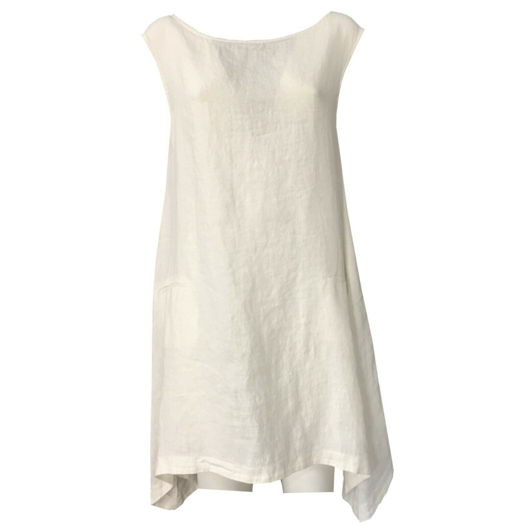 NEIRAMI woman blouse over without sleeves asymmetric white mod DA1110/20 MADE IN ITALY