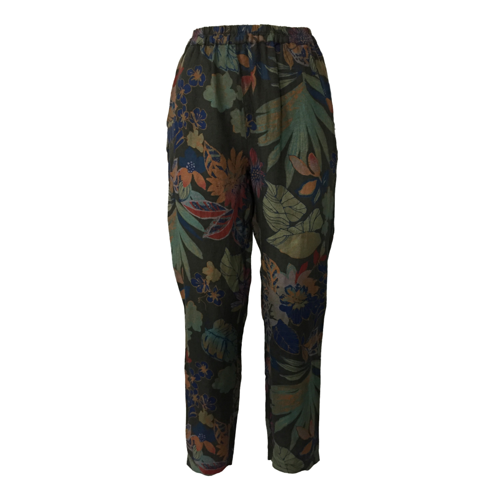 LA FEE MARABOUTEE pantalone donna fantasia verde FC3128 MADE IN ITALY LA FEE MARABOUTEE pantalone donna fantasia verde FC3128 MADE IN ITALY